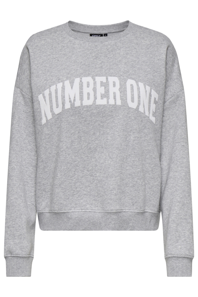 ONLSWEAT LIFE L/S CREW O.SIZE STATE 15254183 Light Grey Mela/NUMBER ONE